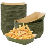 Whaline 100Pcs Disposable Paper Food Trays Red 1lb-Grease-Resistant Kraft Paper Food Serving Boats for Christmas Party Snacks Appetizers Carnival Concession Stand Supplies