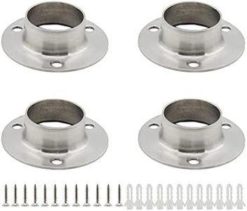 4 PCS Shower Curtain Rod Holder, ULIFESTAR Closet Rod Brackets Heavy Duty Stainless Steel Pipe Pole Flange Socket Wardrobe Bracket End Supports,Easy Installation Quick Removal (Diameter 25mm/1'')