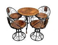 Furniture Hub Wooden & Wrought Iron Indoor & Outdoor Set (4 Chairs + 1 Folding Table) Folding Table with 4 Chair Set