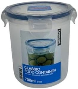 Lock & Lock Round Tall Food Container, Clear/Blue 700 ml