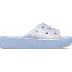 Crocs Classic Platform Glitter Slide, Blue Calcite Multi, 7 UK