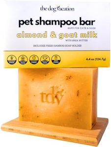 The Dog Vacation - Organic and Natural Pet Shampoo Bar, Shampoo for Dogs and Cats, for Puppies, Fragrance Free, Eco-Friendly, Gentle, Extra Moisturizing for Shiny Coat - Almond and Goat Milk 4.4 Oz