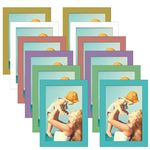 CRUGLA 12 Packs Colorful 4x6 Magnetic Picture Frames for Refrigerator Locker, Colored Peel and Stick Frame Bulk, 4 by 6 Photo Holders for Fridge Dishwasher Whiteboard, 6 Colors