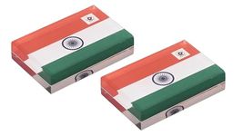 DESK DOCK Indian Flag Acrylic Paper Weight Tringa Paper Weight for Office Study Table India styles paper weight Gifting Multipurpose Paper Weight (3x2x1 Inch) (Pack of 2)