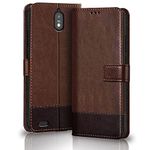 TheGiftKart Flip Back Cover Case for Jio Phone Next | Dual-Color Leather Finish | Inbuilt Stand & Pockets | Wallet Style Flip Back Case Cover for JioPhone Next (Brown & Coffee)