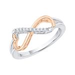 Heart Shaped Infinity Diamond Ring in Sterling Silver Two Tone (1/20 cttw) (Size-9)