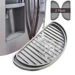 KindGa Refrigerator Drip Tray Catcher, Mini Fridge Drip Tray Protects Ice and Water Dispenser Pan,Fridge Spills Water Pad Catch Basin for Drainage 2 pack (Semi-Circular,Grey)