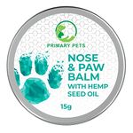 Primary Pets Premium Pet Supplies Dog Paw Balm 15g, Dog Nose Balm, Lick-Safe, with Hemp Oil Rich in Omega Oils, for Dry & Itchy Paws and Nose, Naturally Antiseptic Cream for Dogs, Hand-Made in UK.