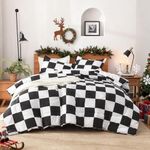 Andency Checkered Comforter Full(79x90Inch), Black White Plaid Gingham Bed Set for Teen Boys Kids, Lightweight Microfiber Geometric Preppy Bedding，2 Pieces