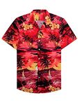 siliteelon Mens Hawaiian Shirt Short Sleeve Floral Aloha Shirts for Summer Beach Holiday, XL