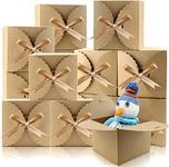 Big Box 20 Pcs Paper Gift Box with Ribbons, Small Decorative Gift Boxes, Pretty Favor Boxes Bulk for Candy, Cookie, Chocolate, Candle, and Other Small Gifts, 3" x 3" x 2" INCH (Brown)