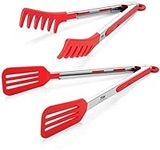 Cooking Tongs, Red Silicone Kitchen