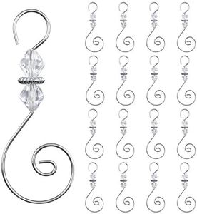 INCREWAY Ornament Hooks, 30 PCS Silver S-Shaped Hangers Hook Swirl Christmas Tree Hanger Metal Hooks with Crystal Beaded