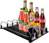 PreZiouz Drink Dispenser for Fridge, Self-Pushing Soda Can Organizer for Refrigerator, with Automatic Pusher Glide & Adjustable Width, Beer Bottle Holder for Supermarket Store Home(3 Rows, 16.1 Inch)