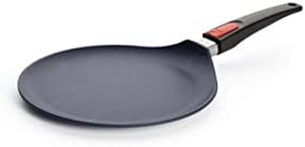 Wool 1226DPI Diamond Lite cast Crepe pan, Induction, Includes a Crepe Spreader and a Flipper, Flat, with a Removable Handle, Diameter 26 cm