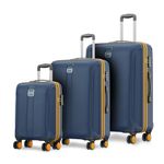 Safari Thorium Neo 8 Wheels 55, 66 and 77 Cm Small, Medium and Large Trolley Bags Polycarbonate 360 Degree Wheeling System Luggage, Trolley Bags For Travel Set of 3, Suitcase For Travel, Graphite Blue