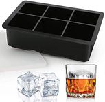 DENSITY COLLECTION Ice Cube Tray Silicone Ice Cube Tray Big Size Ice Cube Molds for Whiskey&Cocktails,Keep Drinks Chilled,Reusable & BPA Free Size (4.5 x 6.5Inch,Cube -2 x 2 Inch)(Square 6 Grid Tray)