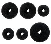 Penta Angel Donut Hair Bun Maker 6Pcs Hair Donut Bun Magic Chignon Updo Hair Styling Accessories for Women Girls Long Curly Thick Hair (Black)