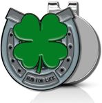 ClubSmith® Lucky Golf Ball Marker with Magnetic Hat Clip, Irish Clover & Shamrock, Premium Alignment Putting Mark, Funny Golf Accessories & Gifts for Men and Women (Horseshoe Clover)