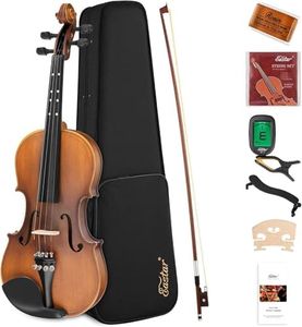 Eastar Violin Starter Set Frosted Fingerboard Mark Tuner with Extra String Set EVA-3 (4/4)
