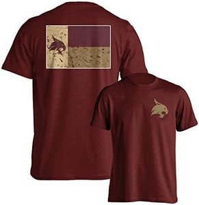 Texas State Bobcats Official Texas Flag Logo Short Sleeve T-Shirt, Txst Maroon, Medium