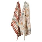 DII Fall Basics Kitchen Dishtowel Collection Printed & Plaid Fall Dish Towel Set, 18x28, Autumn Leaves, 2 Count