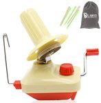 LAMXD Needlecraft Yarn Ball Winder Hand Operated,Red,Portable Package,Easy to Set Up and Use,Sturdy with Metal Handle and Tabletop Clamp,Including Umbrella Swift Yarn Winder Set