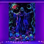 Uspring Blacklight Skull Tapestry U