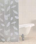 Sabichi Leaves Peva Grey Shower Curtain - Mould And Mildew Resistant - 180 X 180 Cm Waterproof Shower Curtain - Leaves Patterned - Easy To Clean - Bpa Free - Includes 12 Plastic Hooks