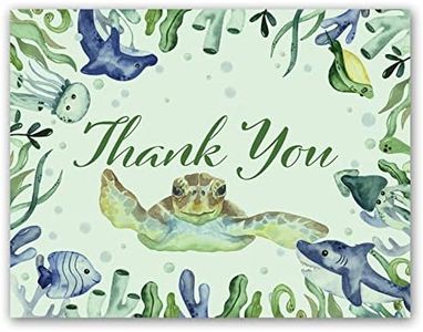 Sea Turtle Thank You Greeting Cards - - Blank on the Inside - Includes Cards and Envelopes - 5.5" x 4.25" … (12 Pack)