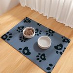 Dog Feeding Mat 30x50cm, Absorbent Mat for Dog Water Bowl, Rubber Pet Food Mat, Pet Food Mats for Floor Waterproof, Pet Placemats for Food and Water, Cat Feeding Mat, Blue