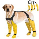 BiPawTi Adjustable Dog Boots Suspenders Winter Snow Walking, Reflective Dog Snow Boots Pet Pants & 4-Paw Connected Booties for Winter Snowy Day/Summer Hot Pavement, Indoor Anti-Slip Pooch Boots - XXL