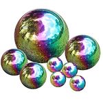 Kunjocy Stainless Steel Gazing Ball, 8 Pcs 50-150mm Rainbow Mirror Hollow Ball Reflective Garden Sphere, Gazing Globe for Home Garden Decorations (Rainbow)