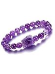 Jovivi Amethyst Crystal Beaded Bracelet for Women 8mm Natural Gemstone Healing Crystal Semi Precious Reiki Anxiety Stone Beads Stretch Bracelet Spiritual Gifts for Her Christmas Valentines