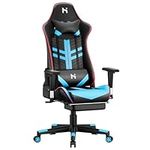 Precision Synergie Gaming Chair with footrest, Ergonomic Office Chair for home, Gaming Chair for Adults, 90-165°Backrest Adjustable Computer Chair, Desk Chair with Armrests, Black & Blue