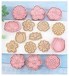 U-Vathing Eid Mubarak Cookie Stamps with Plunger Cutters Set,8 Pieces 3D Islamic Ramadan Cookie Biscuit Cutter,Fun Cookie Mold Baking Set for Treats DIY Cookie Cake Baking Supplies (Flowers)