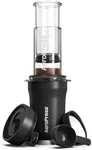 AeroPress Go Plus, Small Portable Coffee Maker for Travel & Camping - 3 In 1 Brew Method Combines French Press, Pourover, Espresso, Full Bodied Coffee without Bitterness, Coffee Press Kit - Black