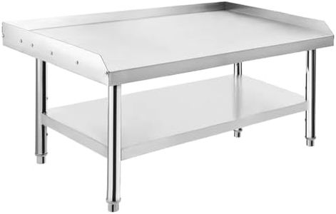 GarveeTech Stainless Steel Equipment Grill Stand Table | 48"x30"x24" | 1000 Lbs Top Shelf Capacity, 220 Lbs Bottom Shelf | Adjustable Legs with 2" Edge Baffle | for Hotels, Homes, Commercial Kitchens