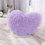 MOOWOO Purple Fluffy Heart Pillow w