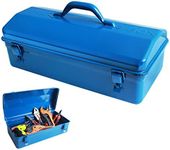 FOREVERIE Steel Portable Tool Box with Two Metal Latches, Gardening Tools Organizer Box, Tool Storage Case for Home, Cars, Automobile, Construction Industry and Civil Worker & Tradies, Blue