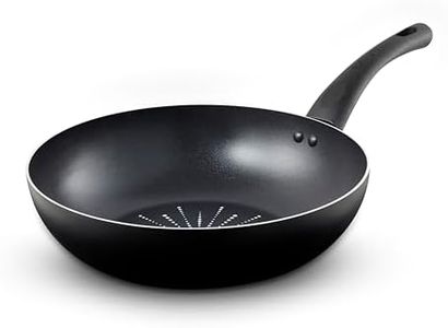 Tower T700306 SmartStart Classic 28cm Aluminium Wok with Easy Clean Aeroglide Non-Stick, Oven Safe, Long Lasting, PFOA Free, Black