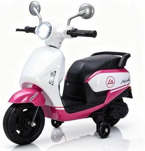 6V Kids Motorcycles,Ride on Motorcycles,Electric Motorcycles for Kids with Music, LED Light, Training Wheels-Pink