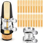 Treela Clarinet Ligature with 20 Pcs Clarinet Reeds 2.5 Bb Clarinet Ligature with Adjustable Screws Reeds for Clarinet Use Replacement Supply, Mouthpiece Not Included