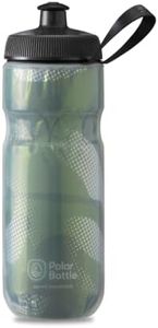 Polar Bottle Sport Insulated Water Bottle - BPA-Free, Sport & Bike Squeeze Bottle with Handle (Contender - Olive & Silver, 20 oz)