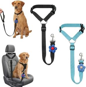 2 Pack Dog Car Seat Belt, Adjustable Nylon Pet Safety Leash for Cars