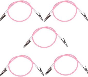 Angzhili 5 Pcs Dental Bib Clips,Silicone Napkin Clip Bib Holders with Colorful Silicone Lanyard and Stainless Steel Clip(Pink)