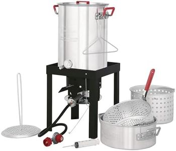 CreoleFeast TFS3010 Propane 30 Qt. Turkey and 10 Qt. Fish Fryer Boiler Steamer Set, 50,000 BTU Burner, Ideal for Outdoor Cooking