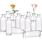 Peohud Set of 12 Glass Bud Vases, Clear Small Flower Vases, Decorative Glass Bottles Floral Vases for Home Decor, Wedding Reception, Party