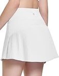 BALEAF Girls' Tennis Skirts Pleated Golf Skorts with Shorts Pockets Athletic School Workout Adjustable Waist UPF50+ White M