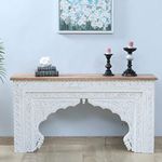 JAE Furniture Console Table Living Room | Entryway Table White | Antique Console Table | Farmhouse Console Table | Traditional Console Table | Solid Mango Wood, Distress White